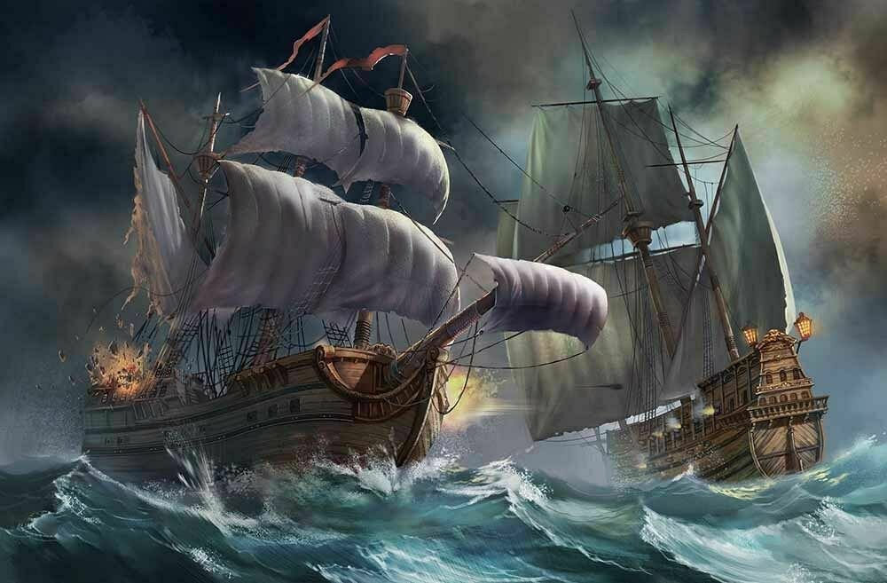 Морское сражение - море, корабли - оригинал