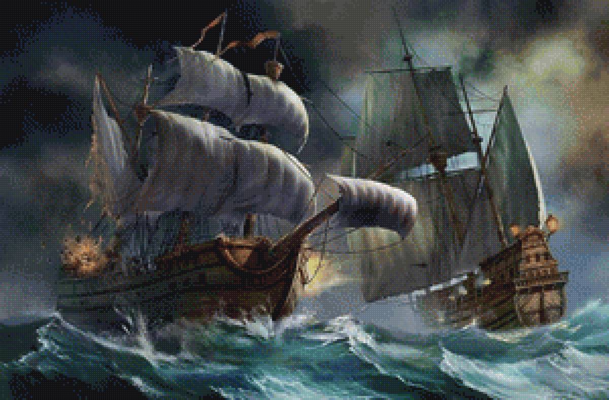 Морское сражение - море, корабли - предпросмотр