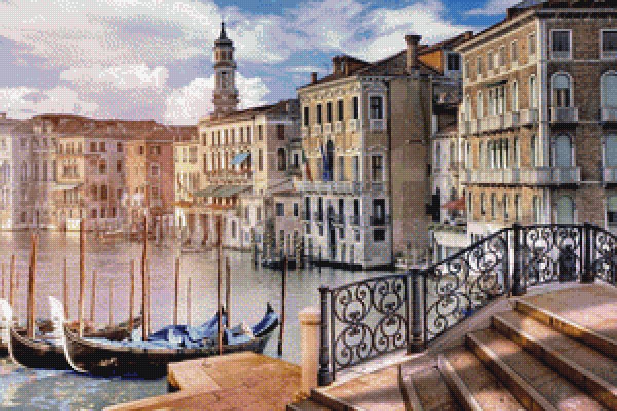 Венеция - лодки, мост, город - предпросмотр