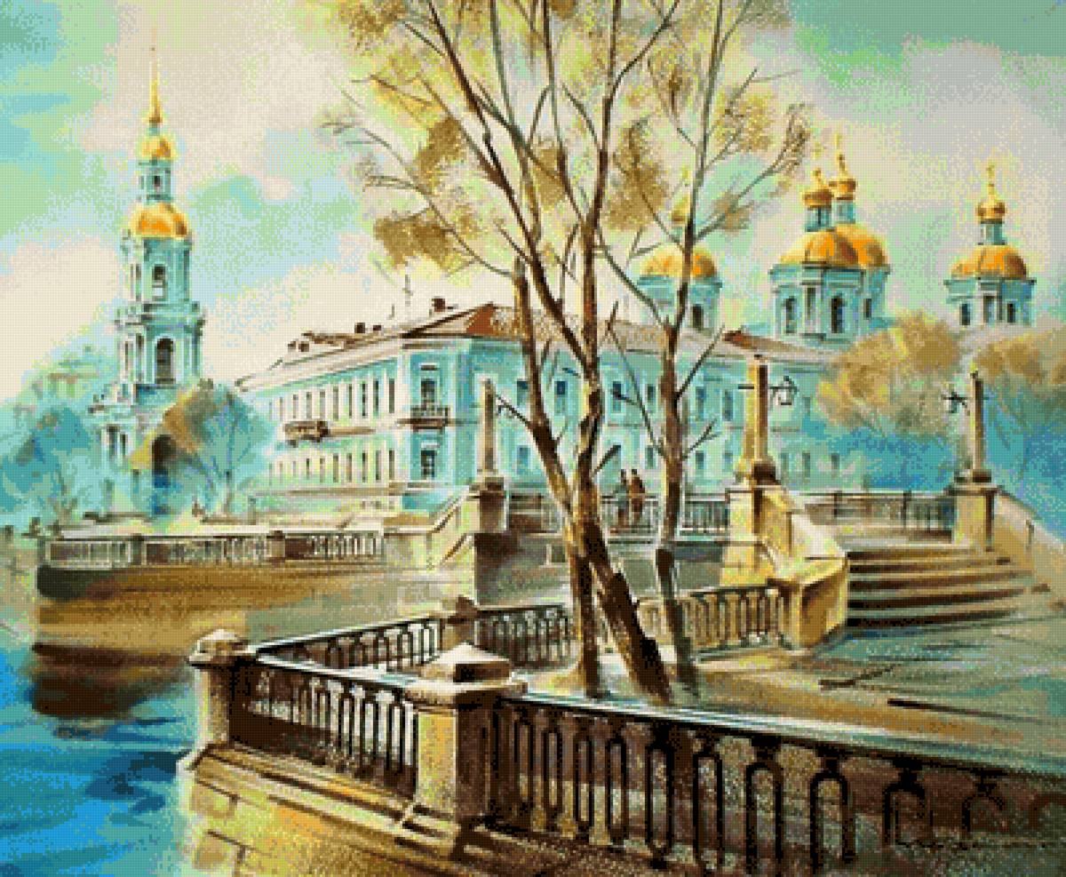 Питер - осень, река, город, дом - предпросмотр