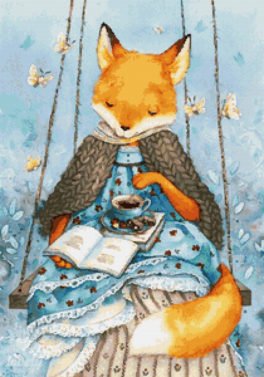 Лисичка на отдыхе - лиса, иллюстрация - предпросмотр