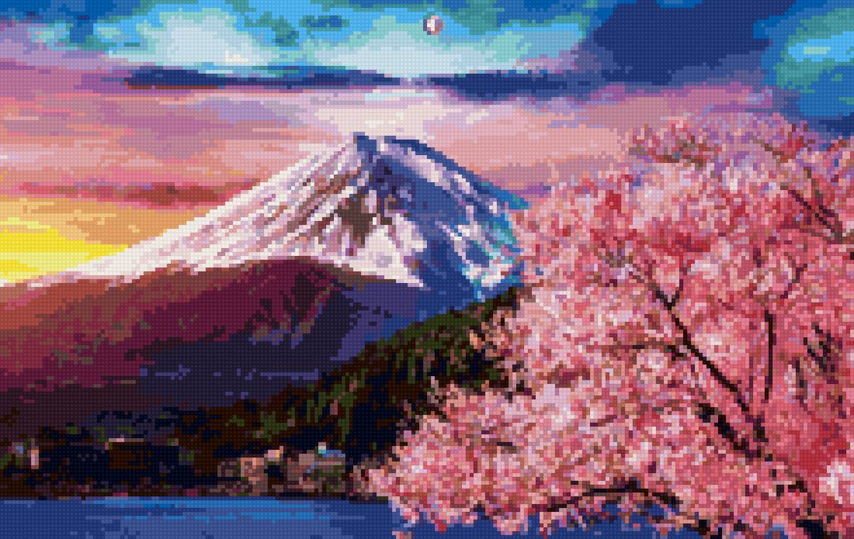 Сакура и Фудзи - гора, фудзияма, вода, сакура, дерево, цветение, весна - предпросмотр