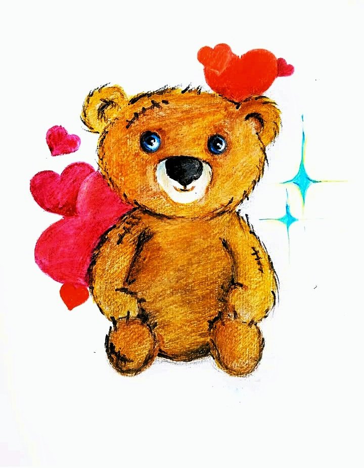 Медвежонок 2 - сердечки, детская, картинка для детской комнаты, медвежонок - оригинал