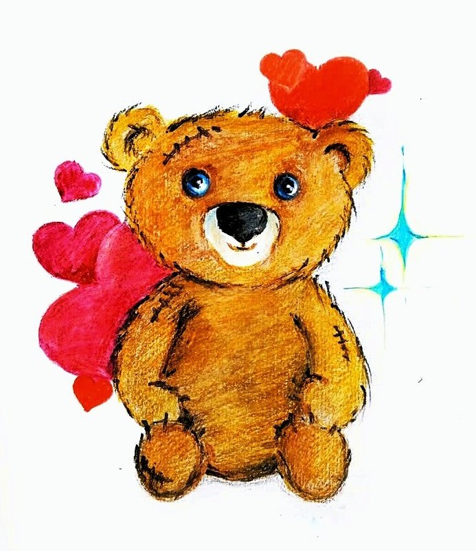 Медведь с сердечками - медведь с сердечками, подарок для новорожденного, медвежонок - оригинал