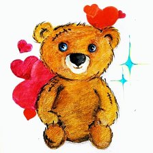 Медведь с сердечками