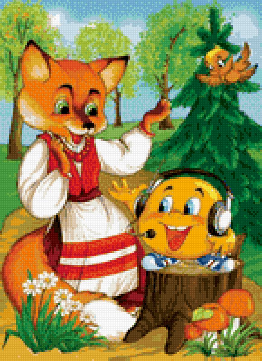 Колобок - лиса, сказка, колобок - предпросмотр