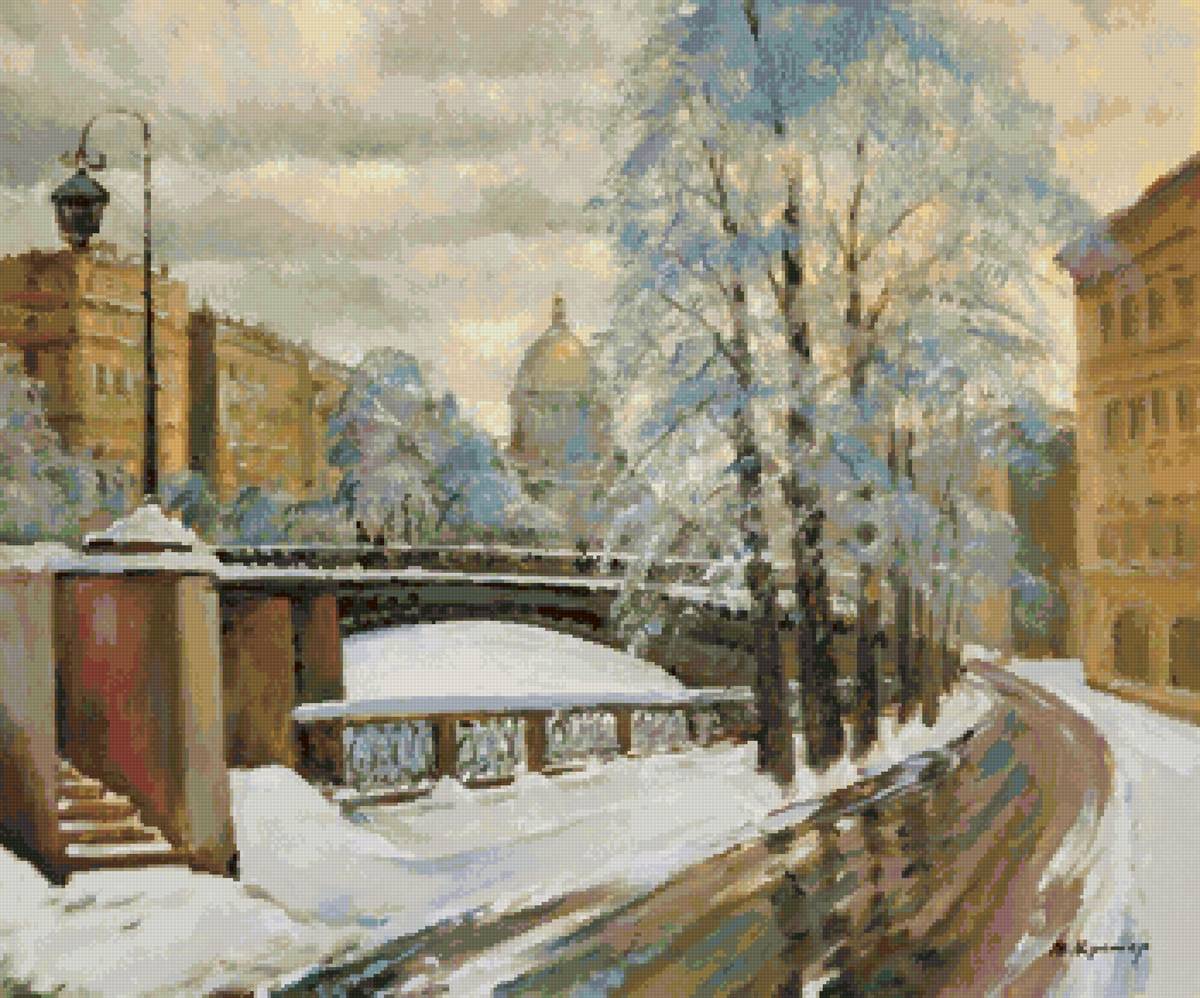 Питер - город, мост, зима, улица - предпросмотр