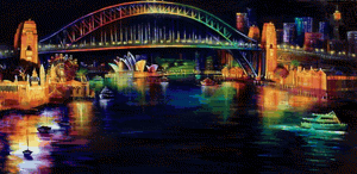 Мост в Сиднее - сидней, мост, светящийся город, ночь - предпросмотр
