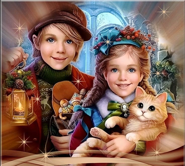 Серебряные коньки - зима, красиво, дети - оригинал