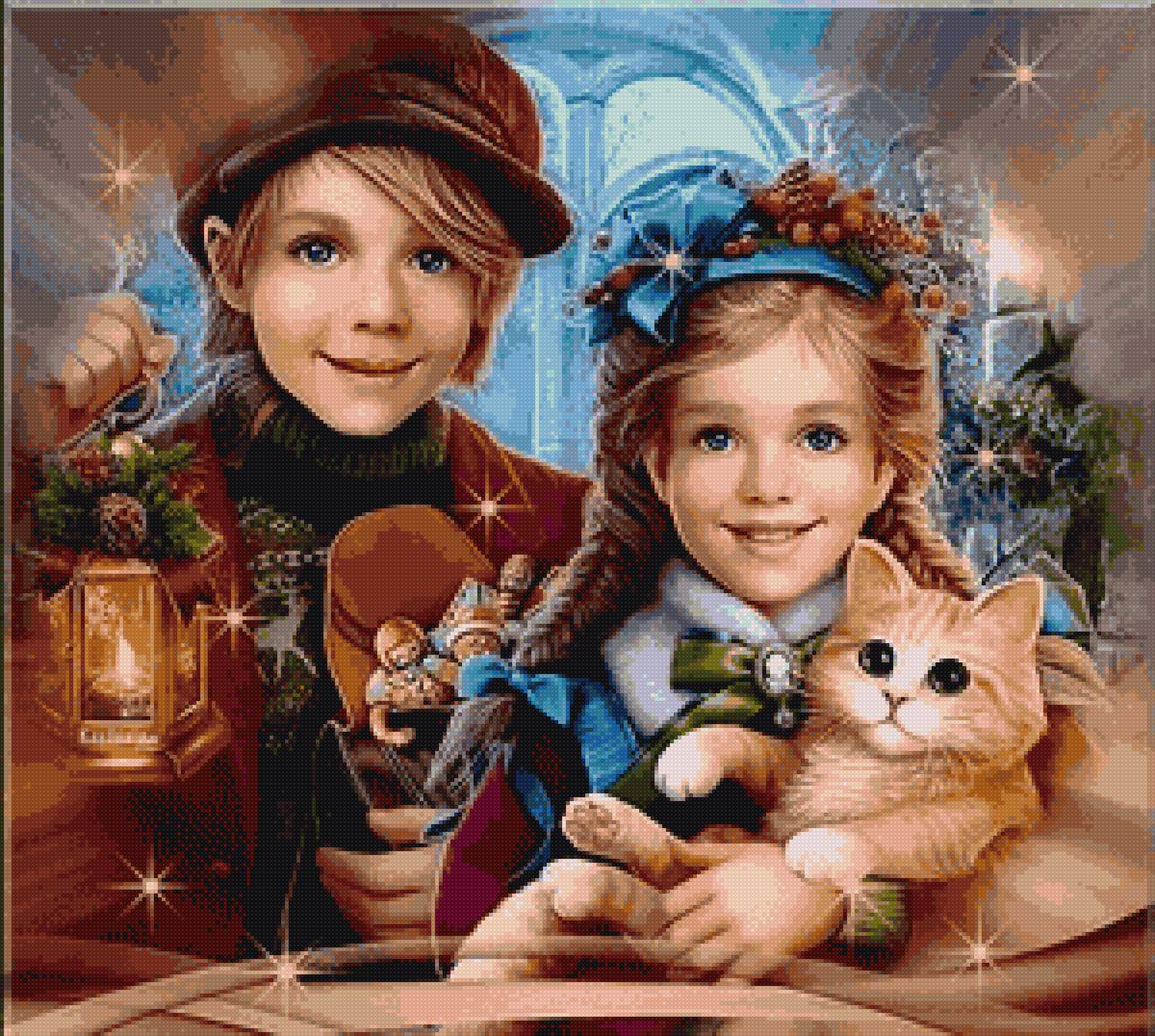 Серебряные коньки - дети, красиво, зима - предпросмотр