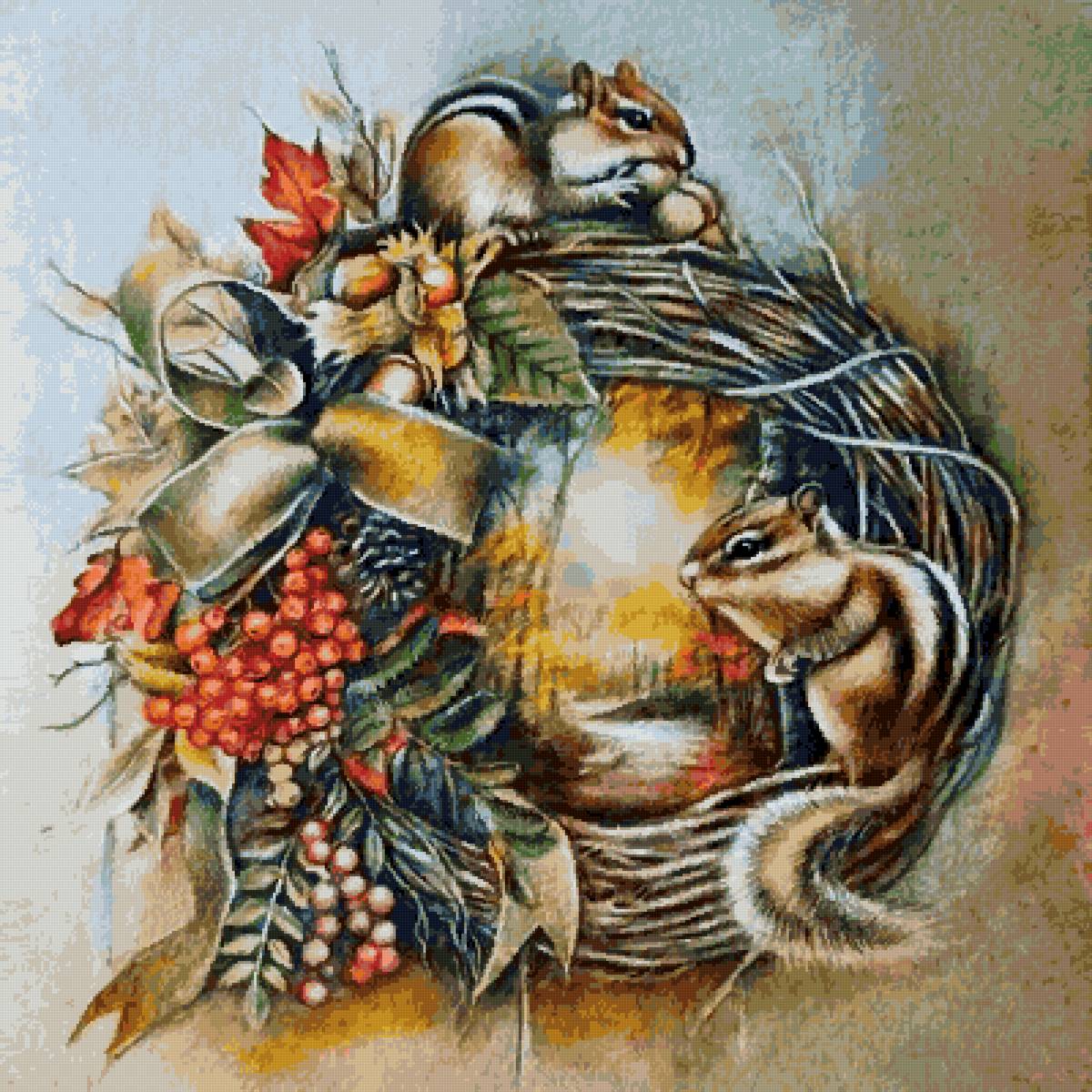 №2629047 - бурундуки, животные, венок - предпросмотр