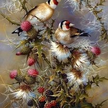 Схема вышивки «Щеглы»