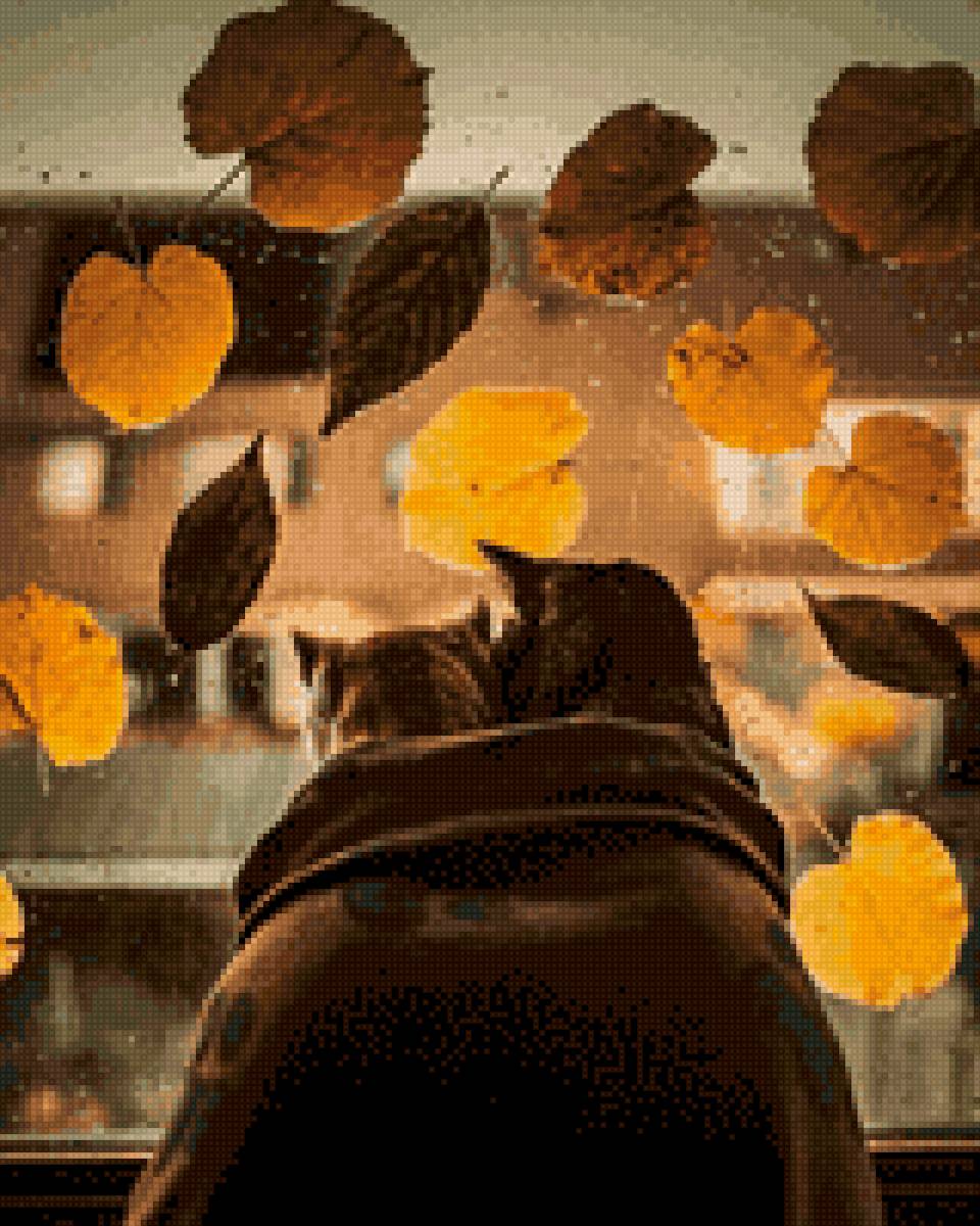 Вдвоем - окно, осень, вдвоем, котики - предпросмотр