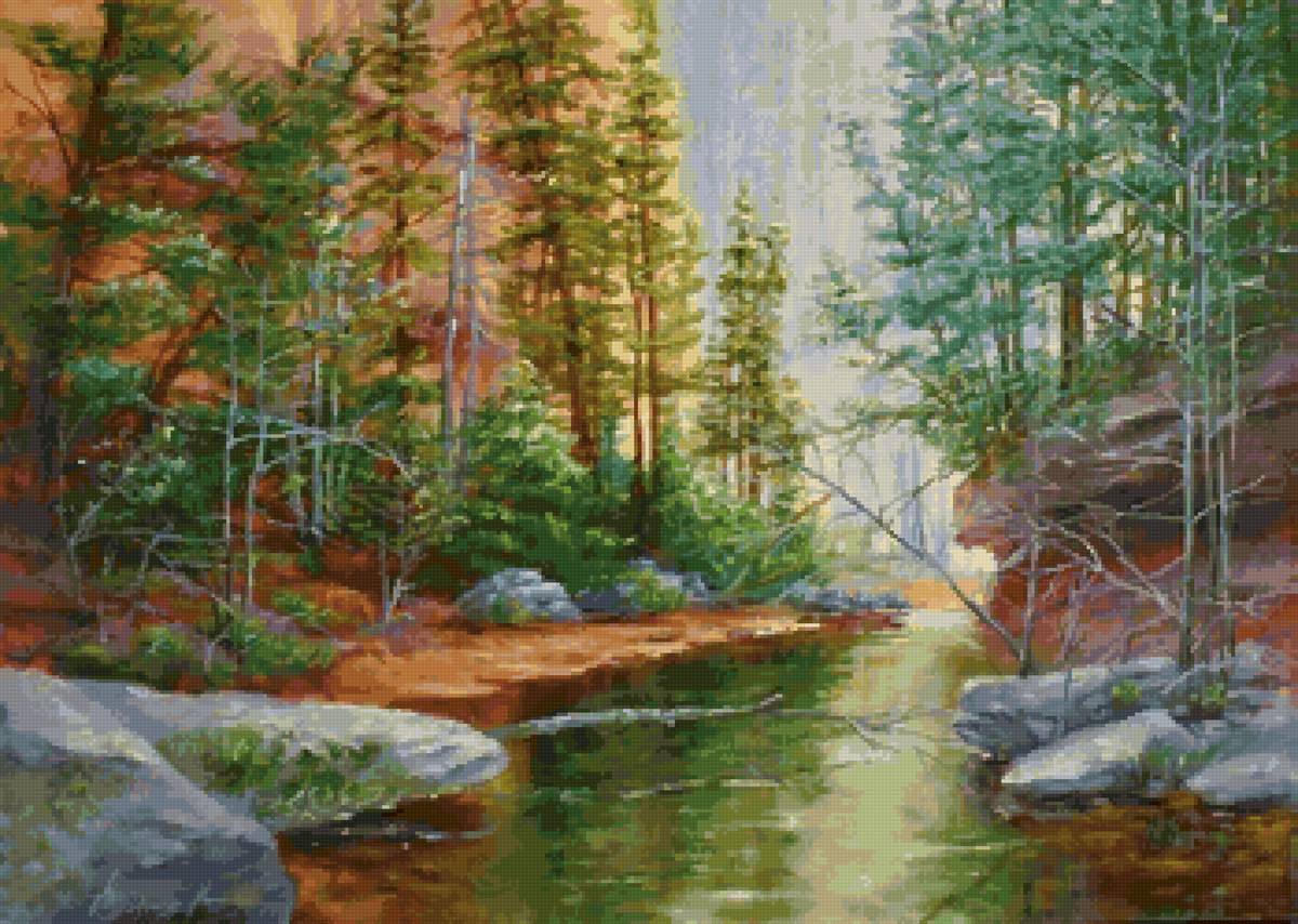 Скалистые берега - река, горы, лес, скалы - предпросмотр