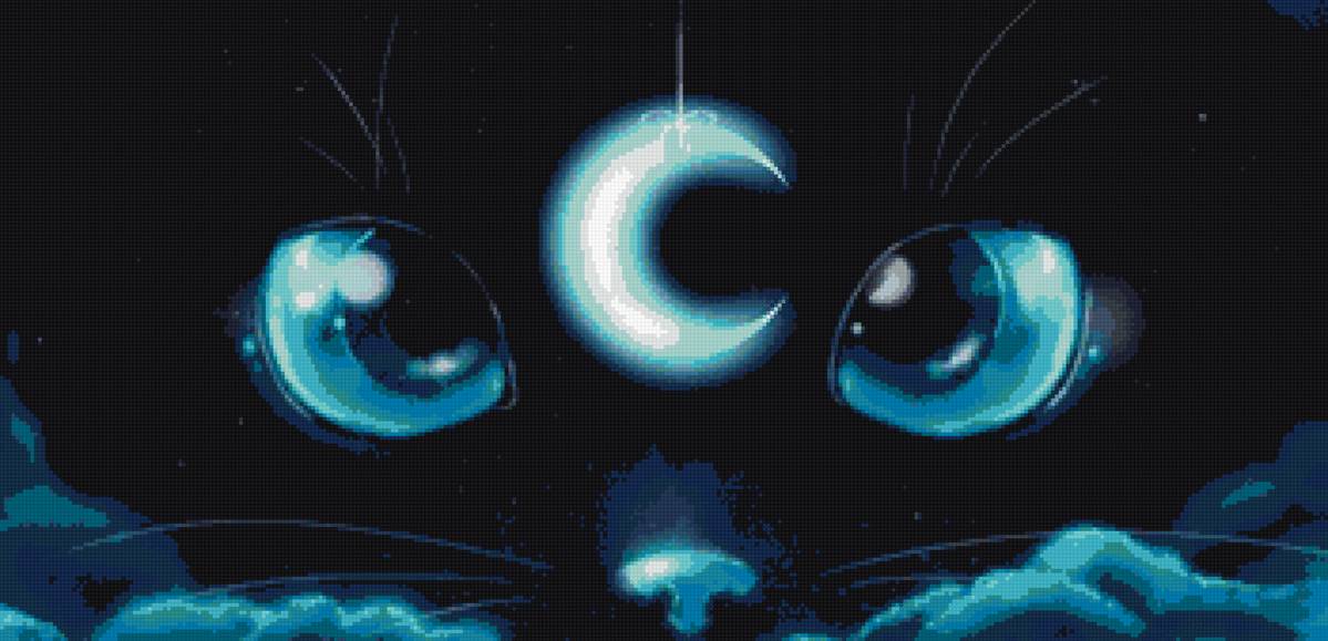 кот и луна - луна, кот - предпросмотр