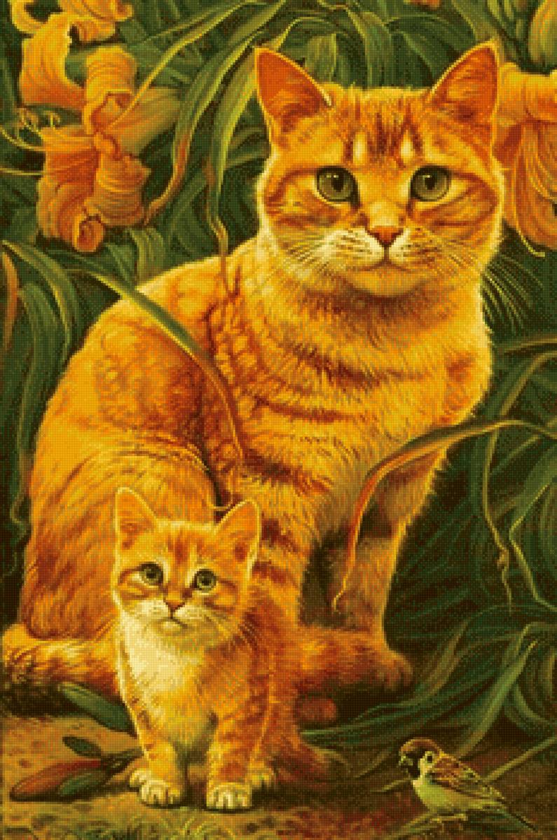 В оранжевом цвете - цветы, кот - предпросмотр