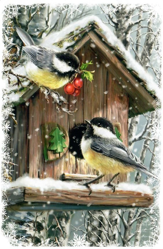 Для любимой - пейзаж, птицы, зима - оригинал