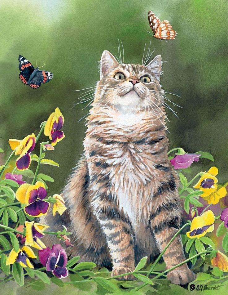 Кот с бабочкой - бабочка, кот 🐱 - оригинал