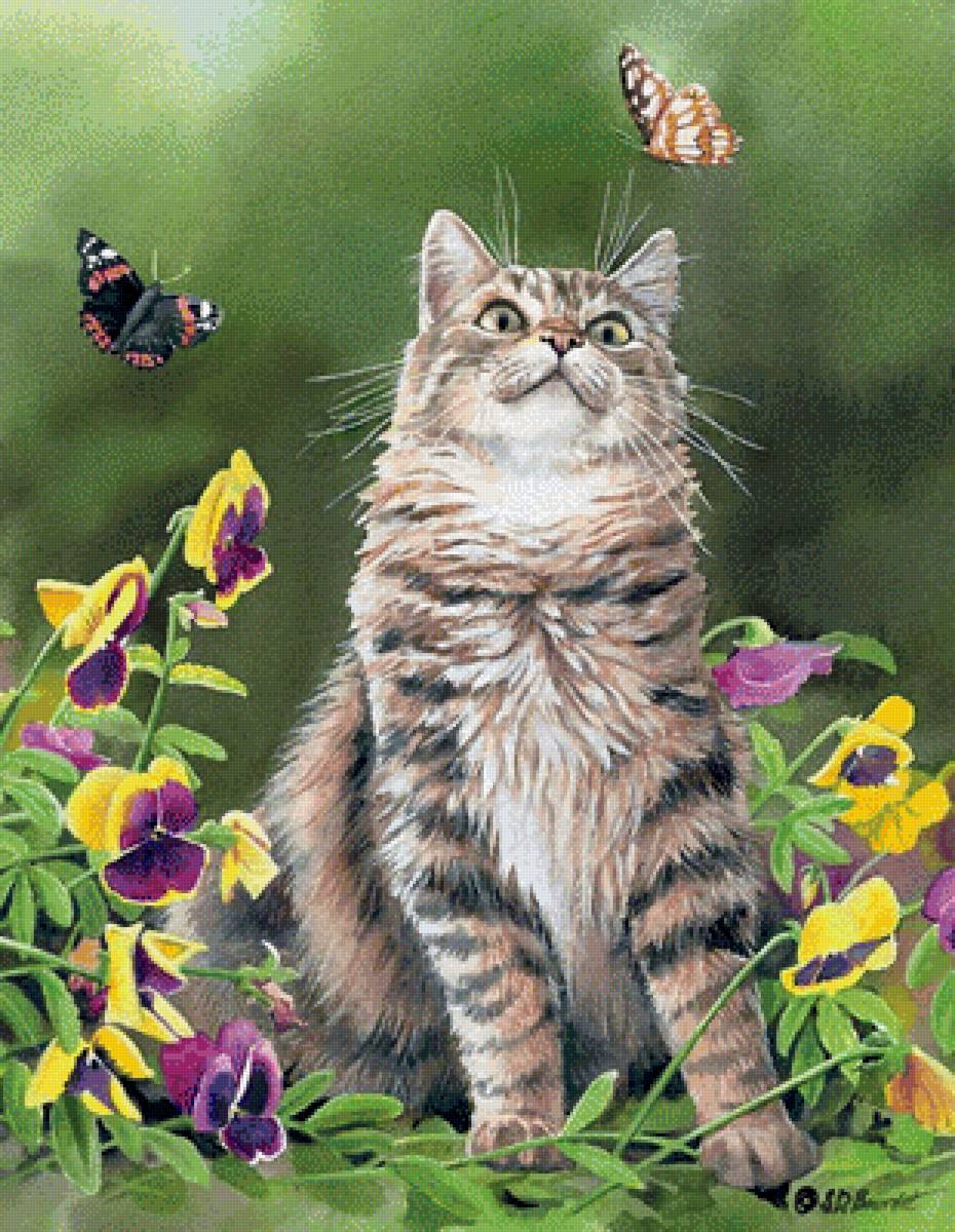 Кот с бабочкой - бабочка, кот 🐱 - предпросмотр