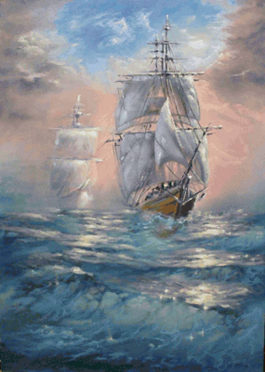 Миражи - море, парусник - предпросмотр