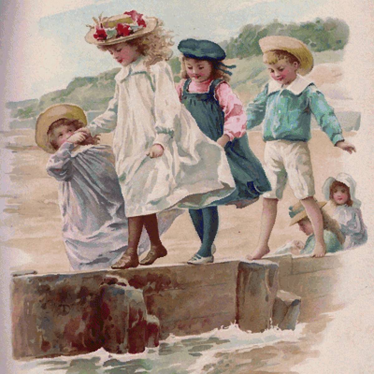 Дореволюционные иллюстрации - дети, открытка, дореволюционные, иллюстрации - предпросмотр