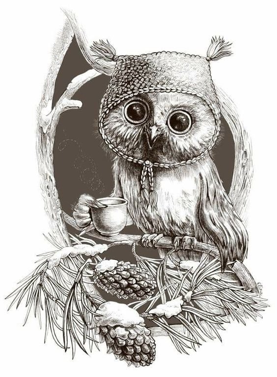 Совенок проснулся - лес, птица, сова - оригинал