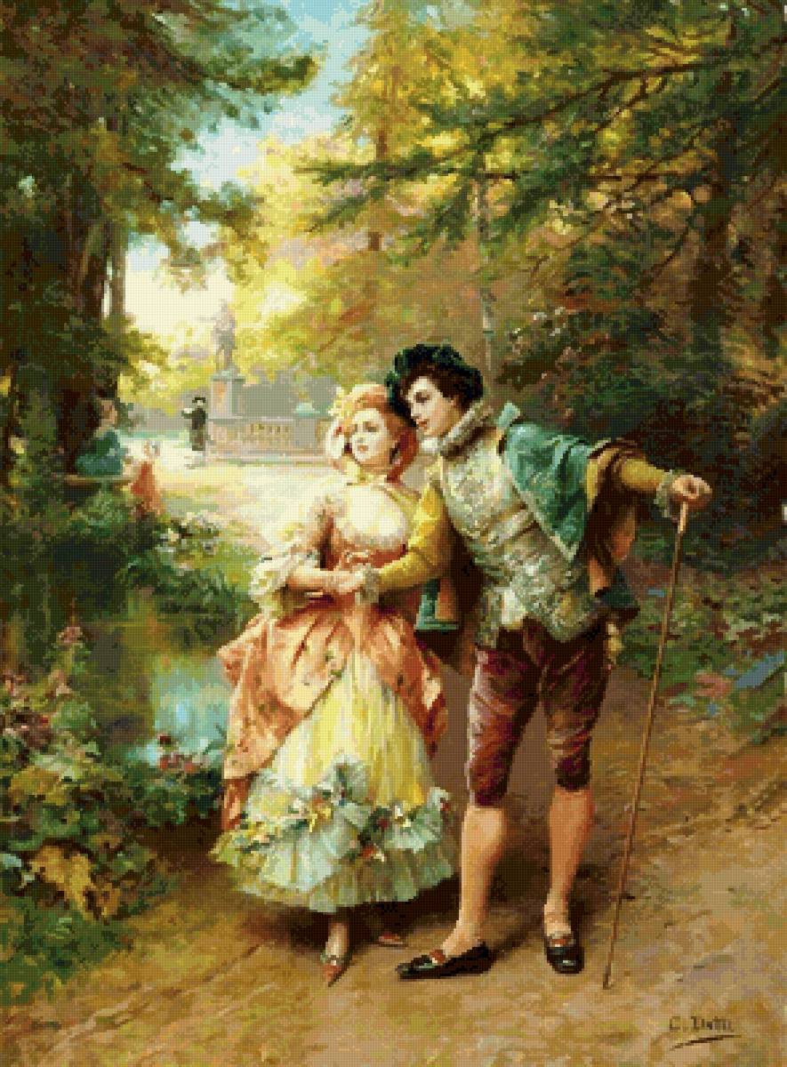 Галантный век - люди, картина, природа, костюмы - предпросмотр