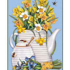 Оригинал схемы вышивки «Нарциссы в чайнике» (№2633888)
