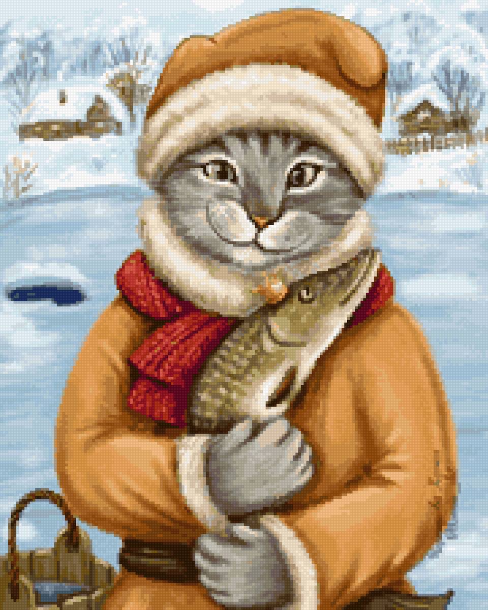 "По щучьему велению" - рыба, кот, сказка, зима - предпросмотр