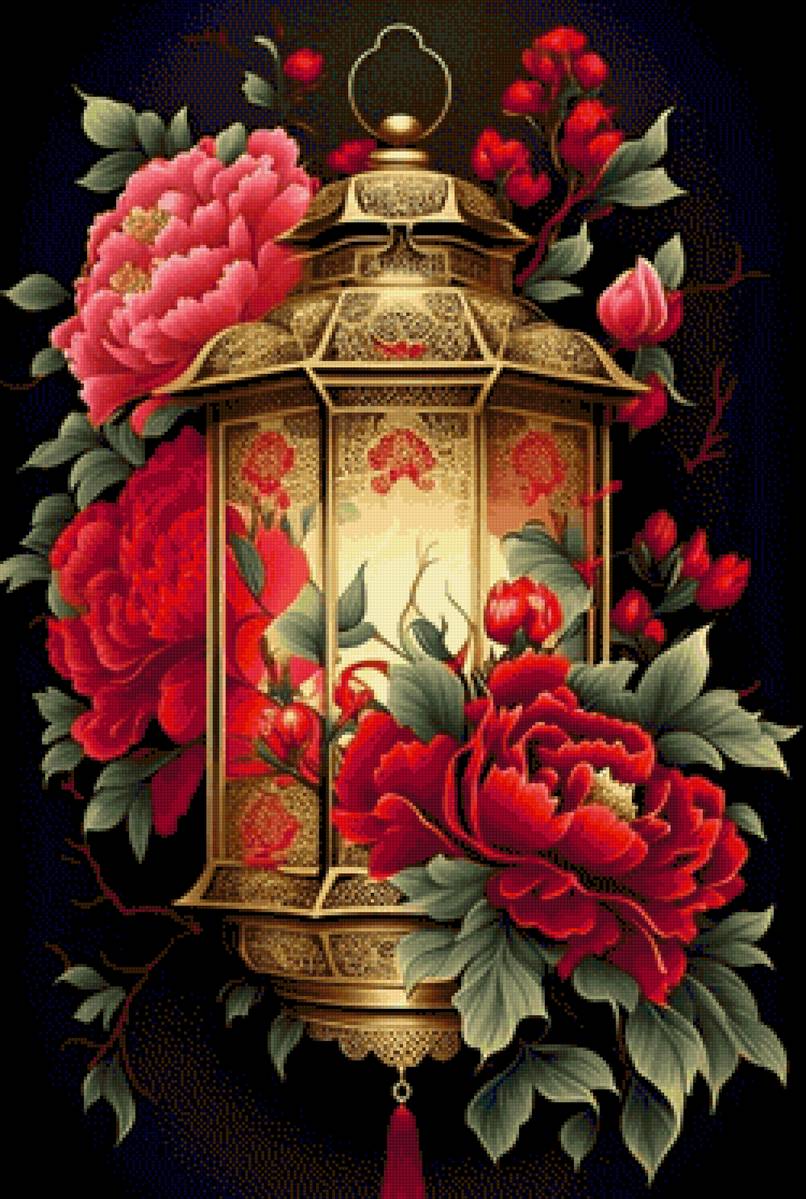 Mẫu đơn và lồng đèn - предпросмотр