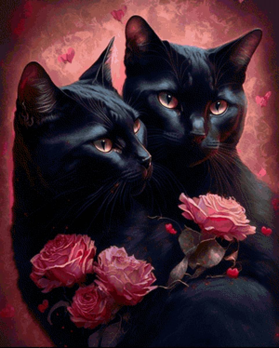 Парочка - кошачий портрет, кошки - предпросмотр