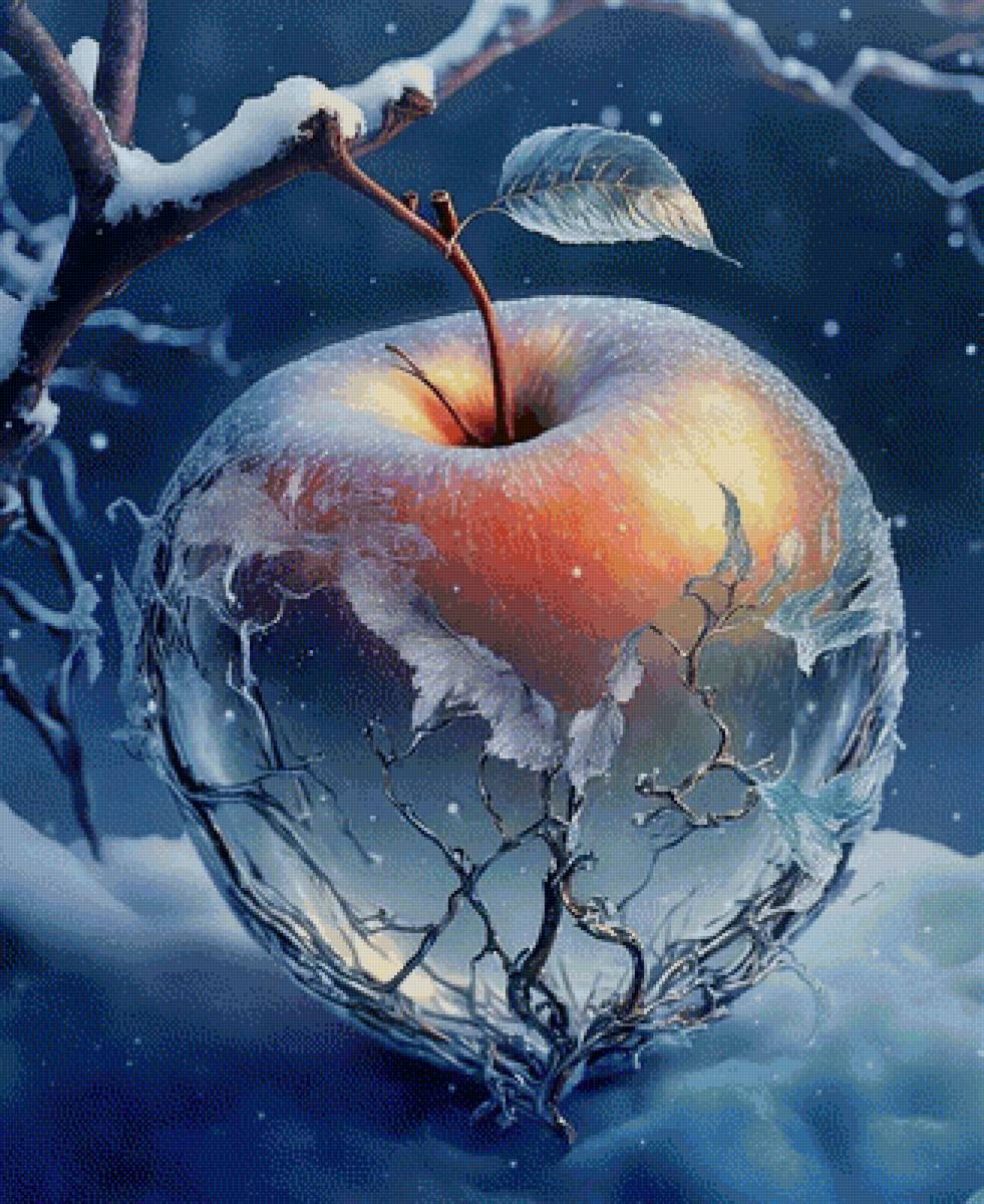 зимнее яблоко - пейзаж, яблоко, зима - предпросмотр