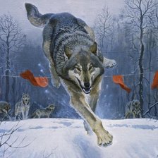 Схема вышивки «Охота на волков»