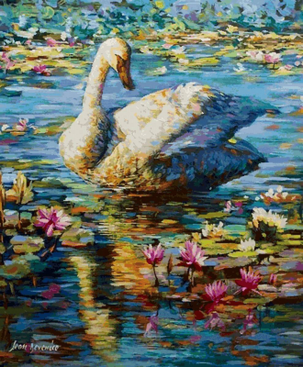 Лебедь - картина, лебедь - предпросмотр