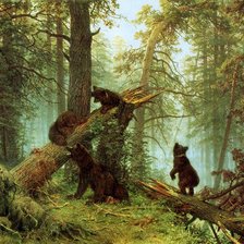 Схема вышивки «утро в сосновом лесу (шишкин)»