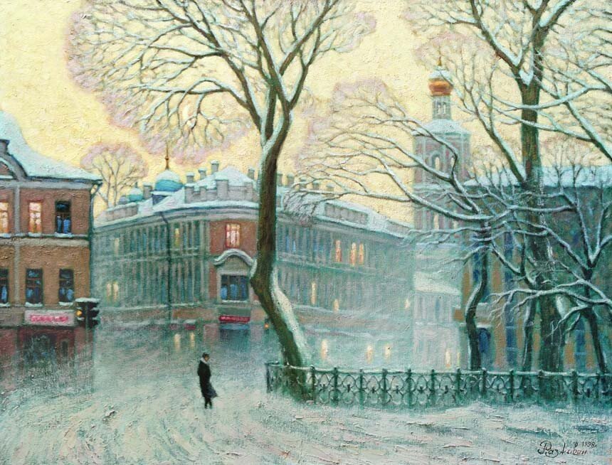 Снег на Волхонке - картина, москва - оригинал