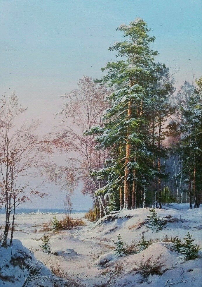 Сосны - зима, пейзаж - оригинал