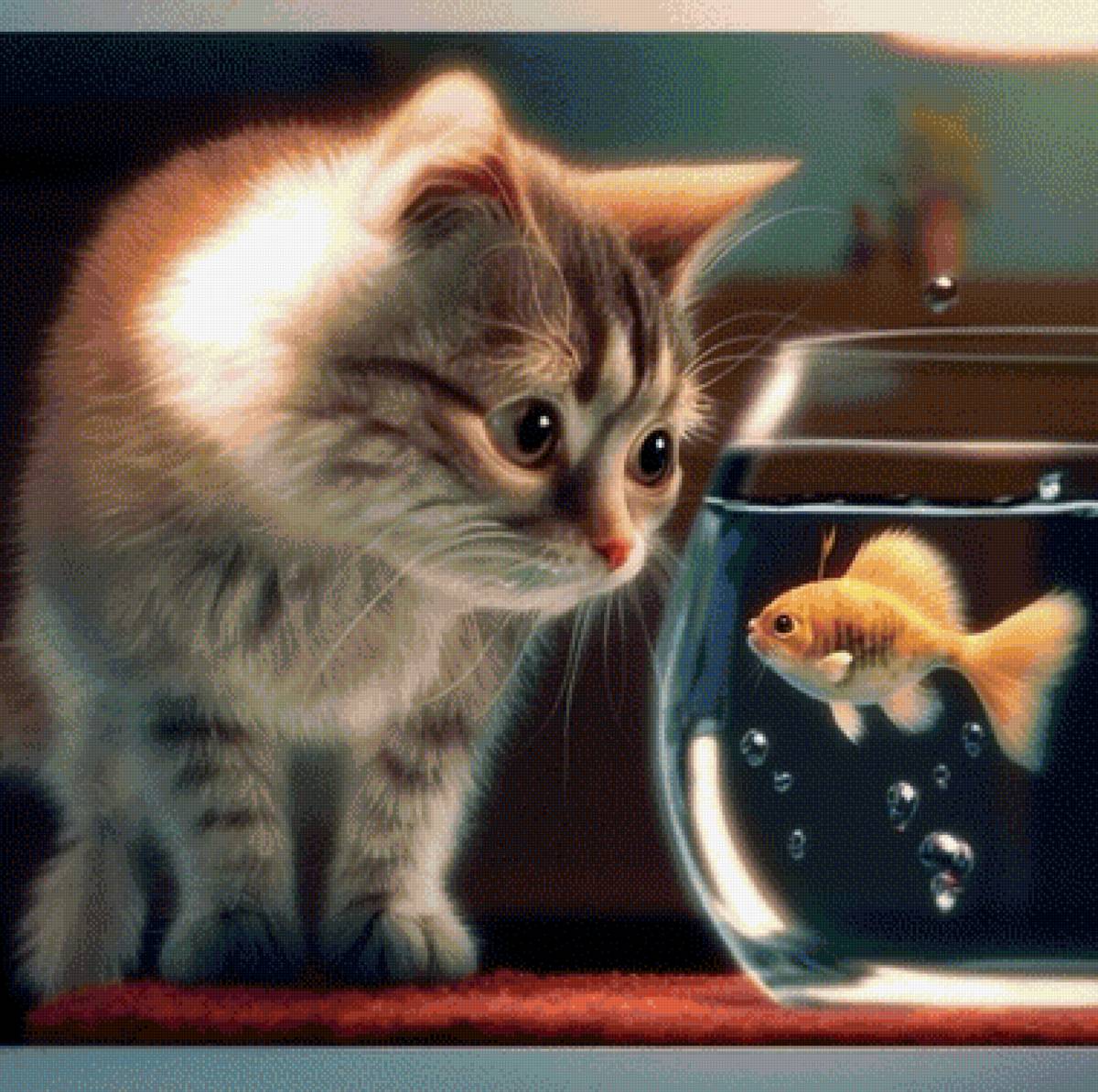 Кот и рыбка - кот и рыбка - предпросмотр