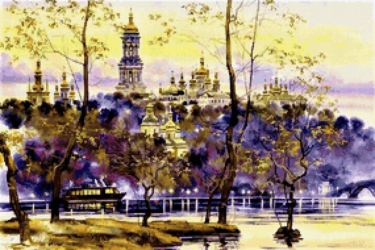 сиреневый вечер - городской пейзаж - предпросмотр