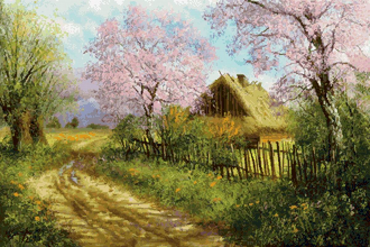 Весеннее цветение - деревня, пейзаж - предпросмотр