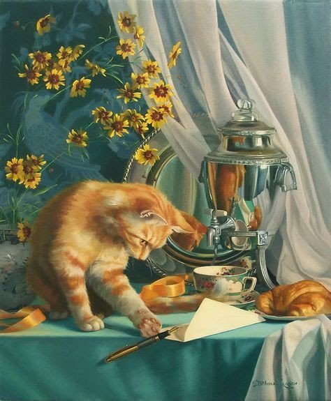 Кот на столе - кот, стол - оригинал