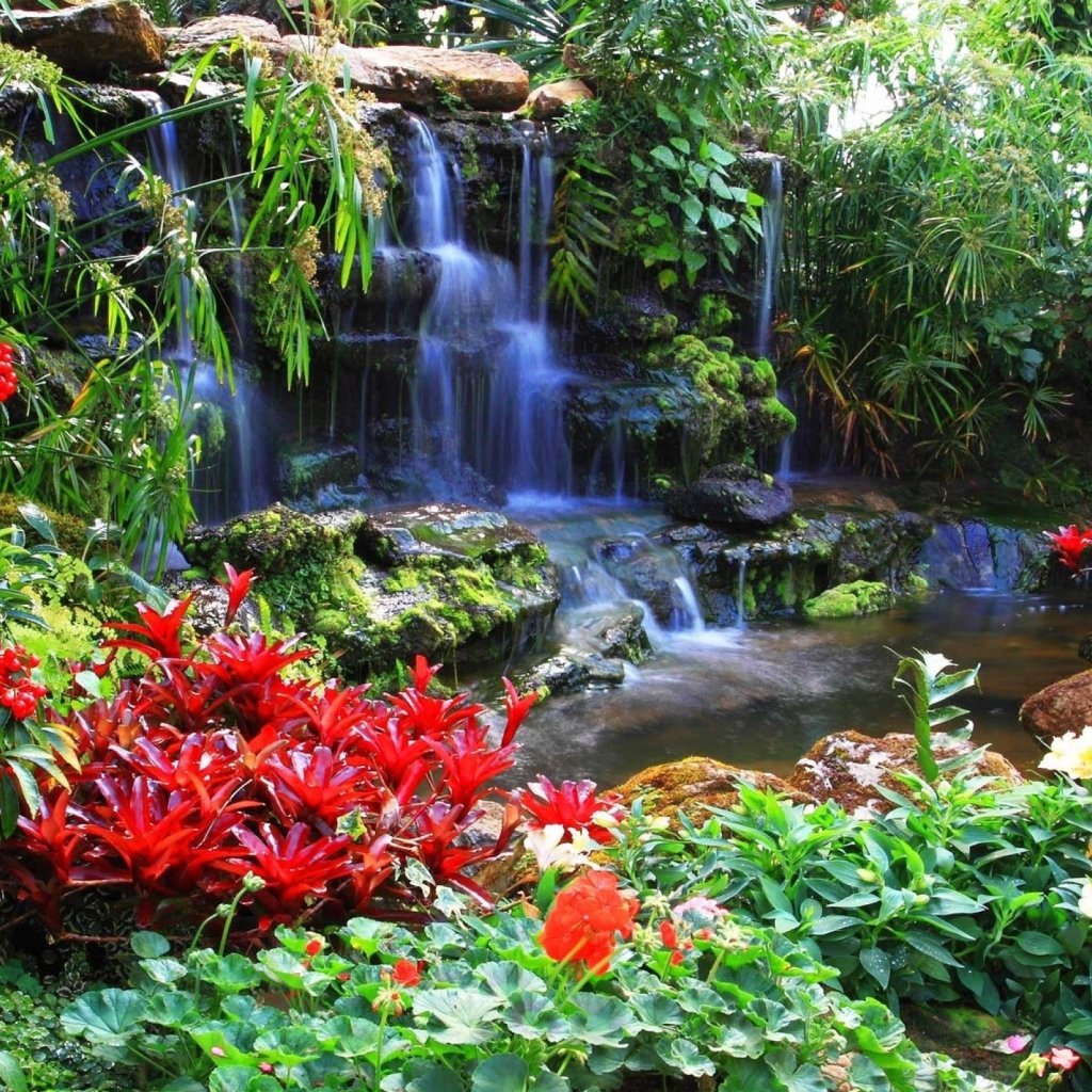 Водопад - цветы, водопад - оригинал