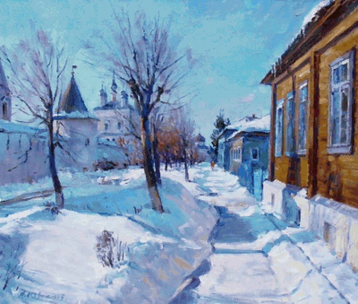 Зима в старом городе - город, дома, солнечный день - предпросмотр