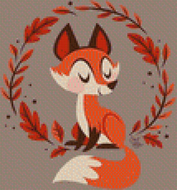 лиса в венке - венок, лиса, листья - предпросмотр