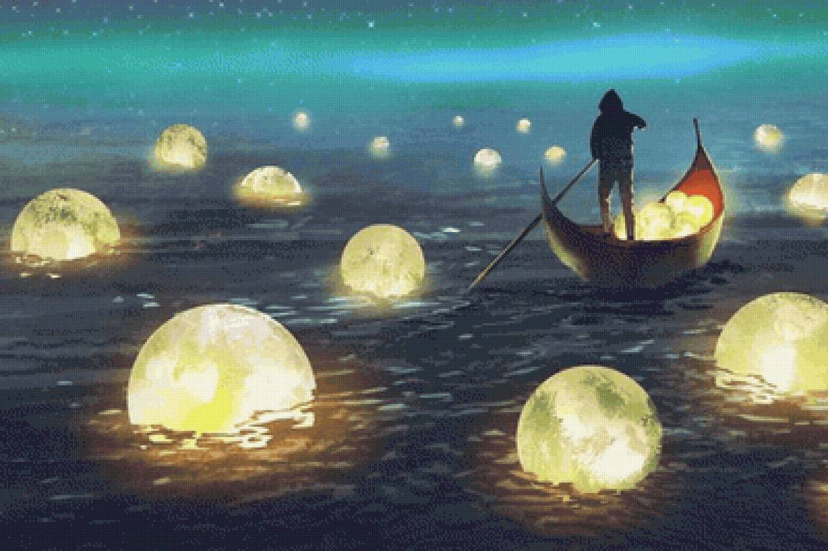 Упавшие звезды гамма - гамма, лодка, фентези - предпросмотр