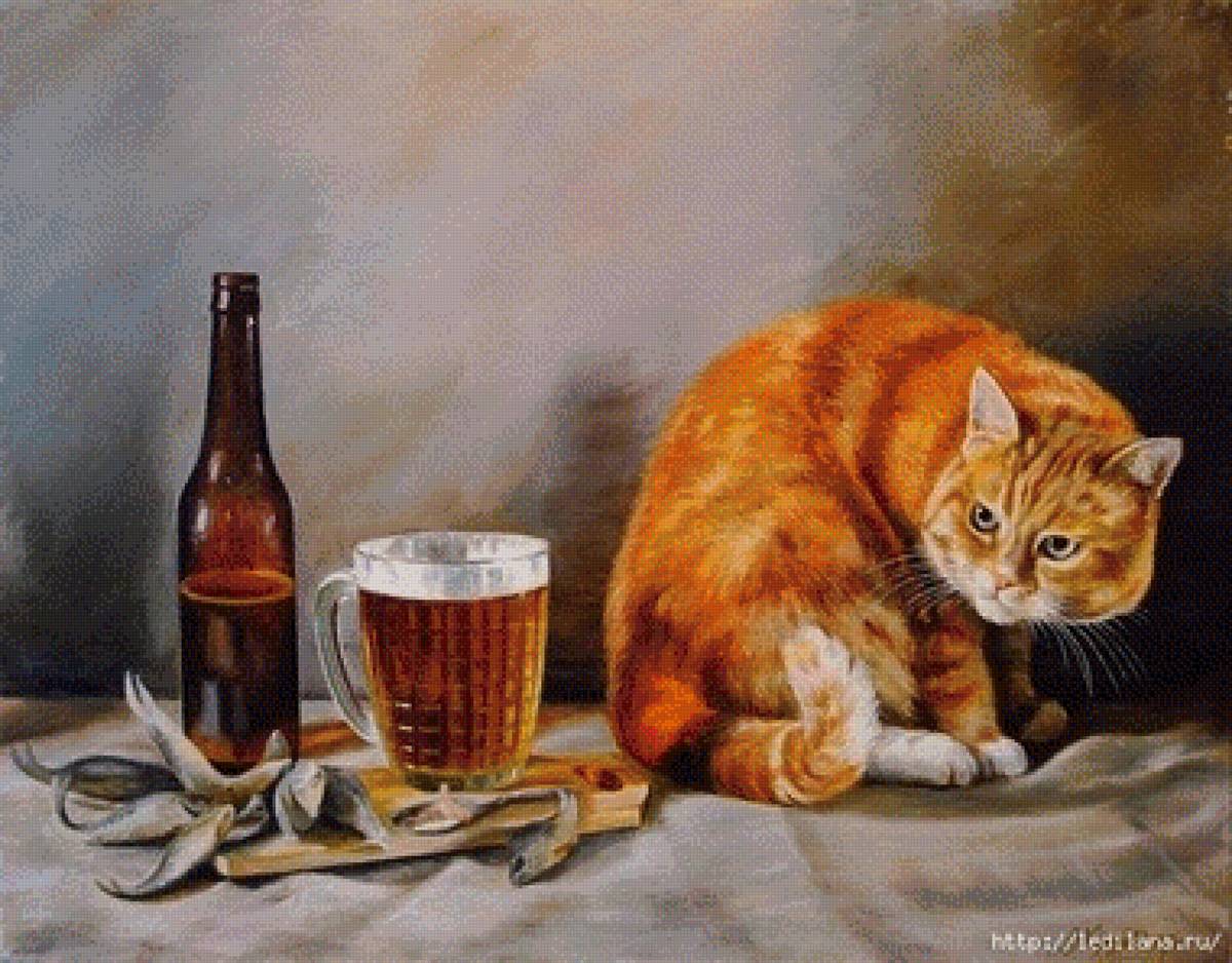 Пивко с рыбкой - кот, рыбка - предпросмотр