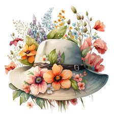 Схема вышивки «Шляпа с цветами»