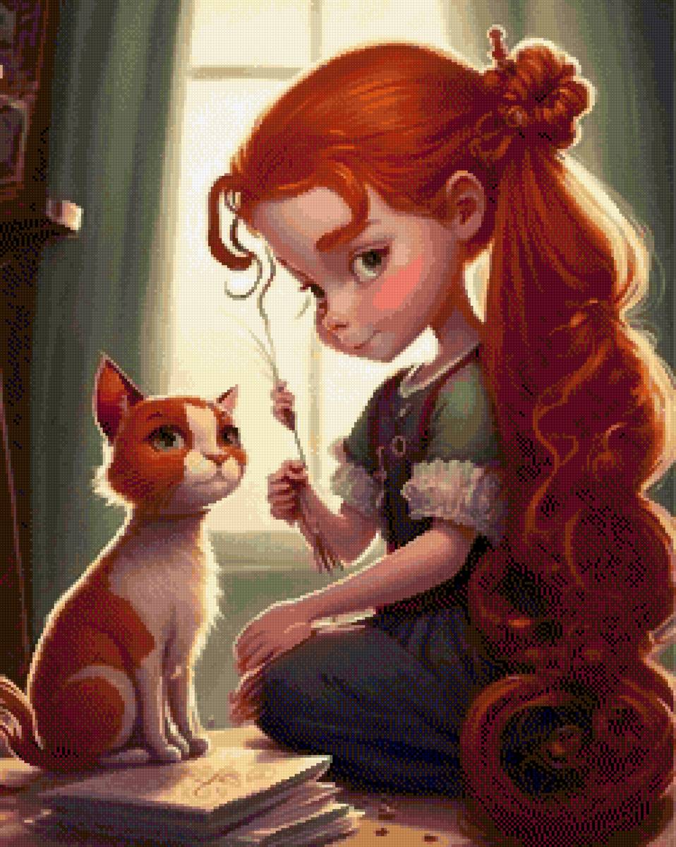 Заговорщики - рыжая, девочка, кот - предпросмотр