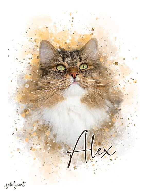 Watercolor Pet - кошка, рисунок, акварель - оригинал