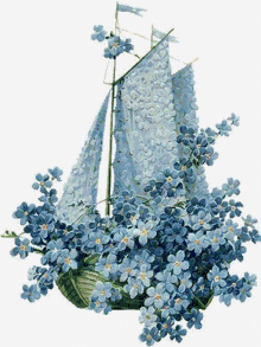 Незабудки - кораблик, цветы - предпросмотр